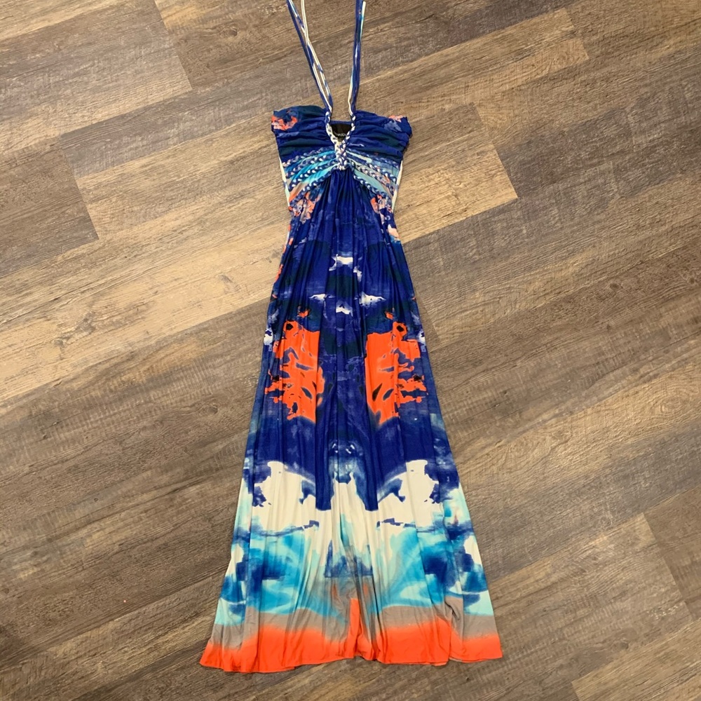 Cynthia Rowley Tie Dye Halter Maxi Dress